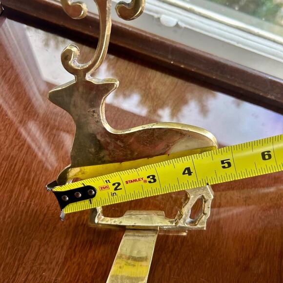 Vintage Brass Reindeer Long Arm Christmas Stocking Holder - Picture 10 of 11